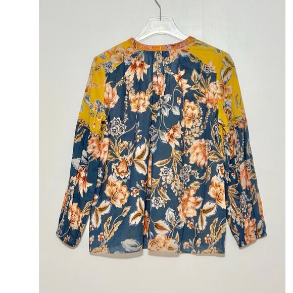 Johnny Was Workshop Yellow Floral Blouse Size XS - Picture 4 of 6